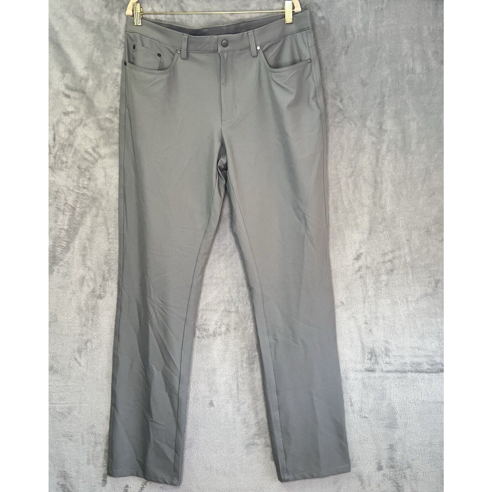 Greg Norman Mens 34x34 Light Gray Five Pocket Stretch‎ Tech Pants Performance